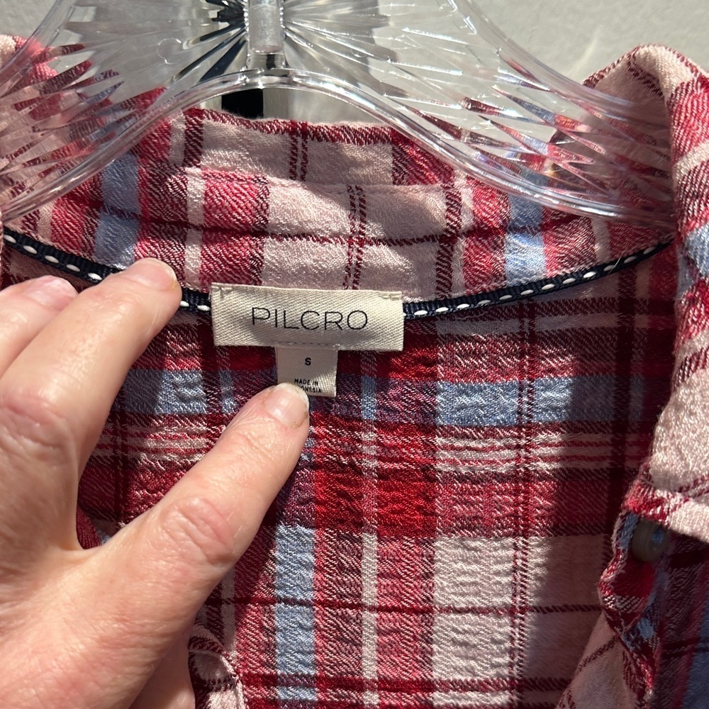 Pilcro Hadley Red and White Plaid Shirt - Picture 2 of 4